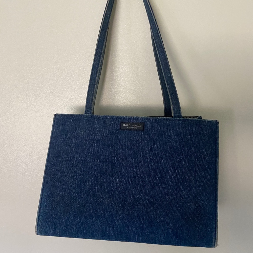 Kate Spade blue denim jean tote bag purse